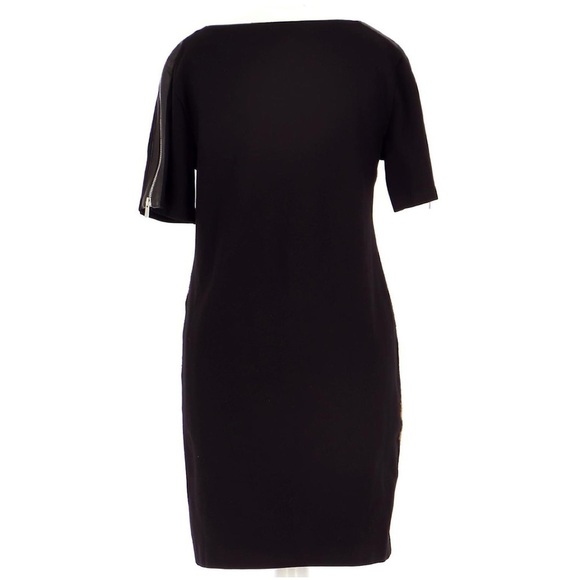 Sandro Santa Fe Ria Sheath Dress Wool Leather Zip Sleeves Womens size 1 small - Picture 6 of 11